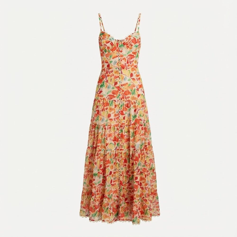 Astr floral maxi dress in peach, coral, green